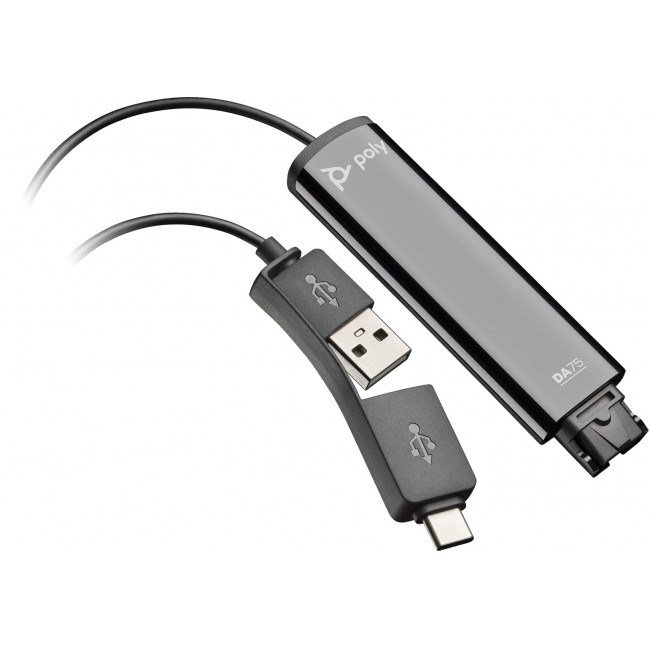 HP Poly DA75 USB to QD Black Adapter TAA