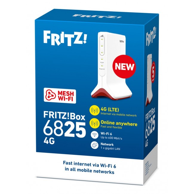 Box FRITZ! 6825 4G wireless router Gigabit Ethernet Single-band (2.4 GHz) White