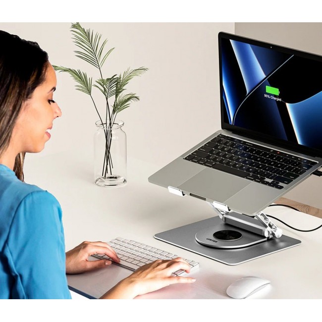 Adjustable laptop stand + USB-C HDMI hub Unitek D1109B01 PD 100W