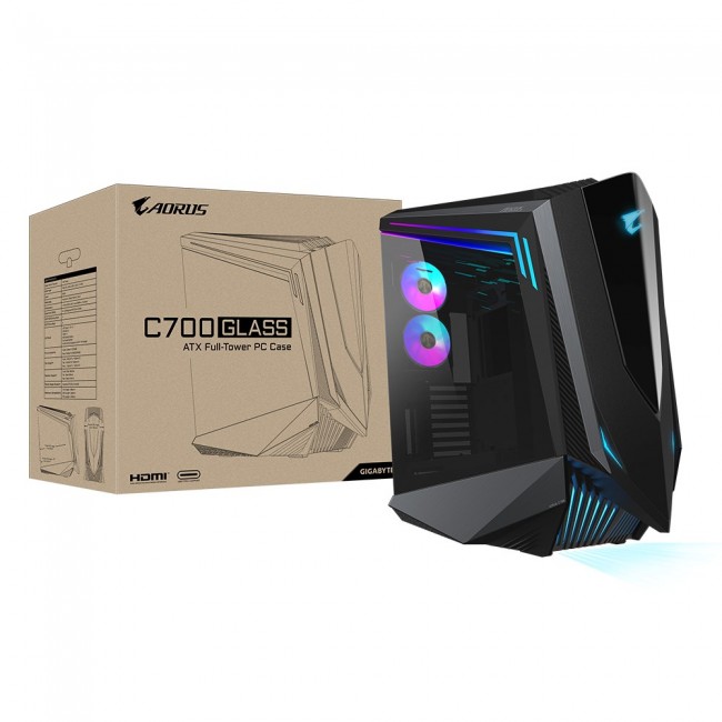 Gigabyte AORUS C700 GLASS ATX FullTower Black Case with Window Without Power Supply Gigabyte AORUS C700 GLASS ATX FullTower Black Case with Window Without Power Supply