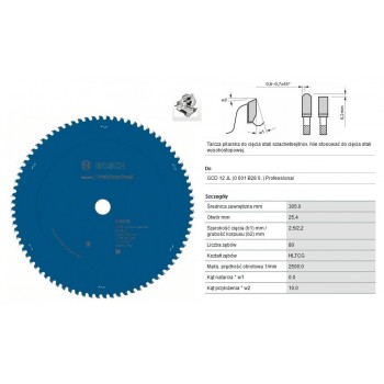 BOSCH SAW EXP. STAINLESS STE.305x25,4x80 with STAINLESS STEEL, INOX 