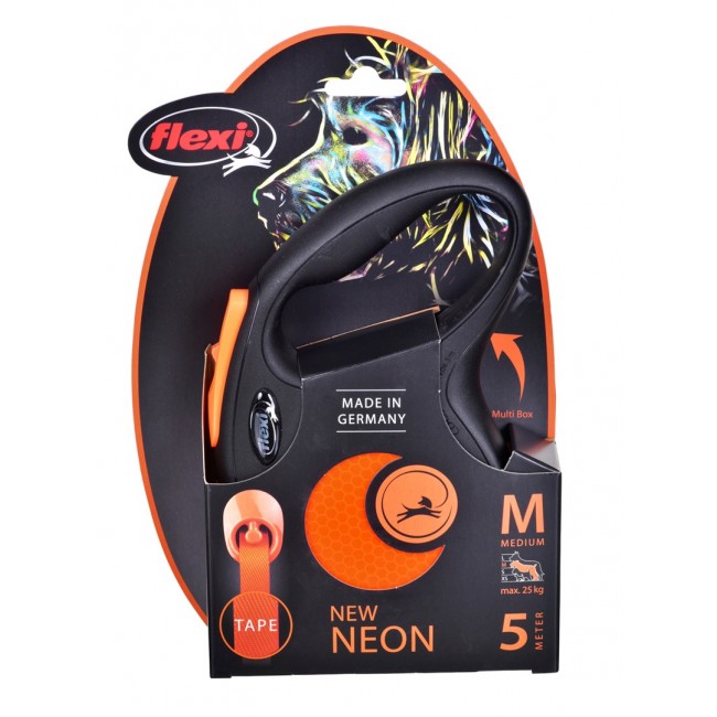FLEXI New Neon M - retractable leash - 5 m