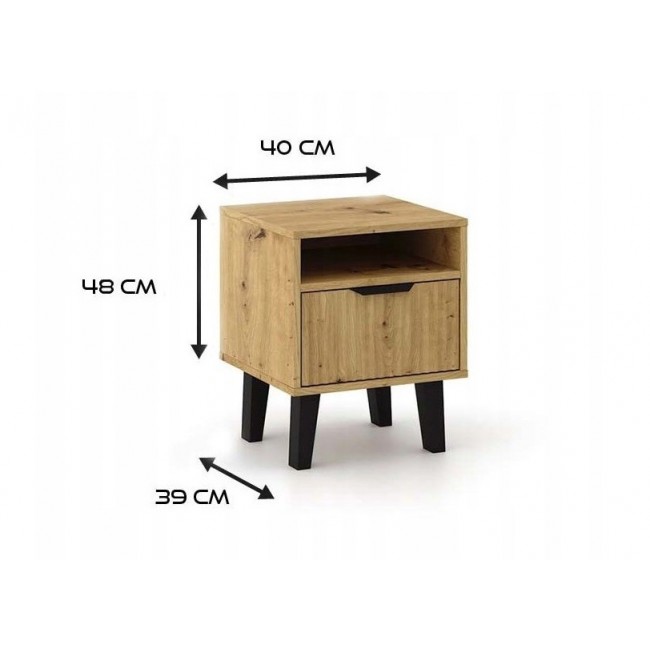 SCANDI 1S SLIM OAK ARTISAN BEDSIDE TABLE