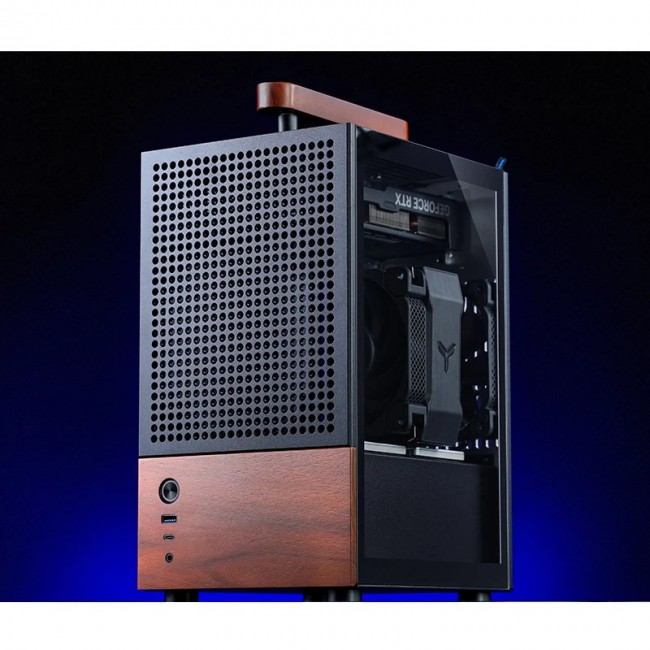 Jonsbo T6 PC Case, Mini-Tower, Mini-ITX, Tempered Glass, Wood, black