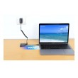 Manhattan USB-C to Dual HDMI and USB-A Adapter, Dual 4K@30Hz or Single 4K@60Hz, USB 2.0 USB-A Port (480 Mbps), Up to 100W USB-C Power Delivery Pass-Through, 15cm Cable, Black, Three Year Warranty