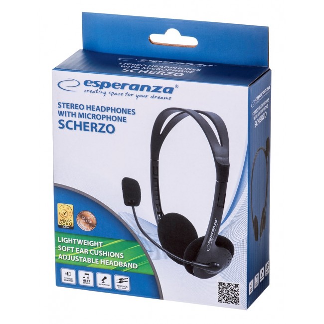 Esperanza EH102 headphones/headset Wired Head-band Calls/Music Black Esperanza EH102 headphones/headset Wired Head-band Calls/Music Black