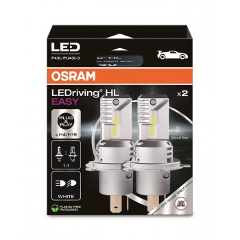 LED bulb (Set of 2pcs) H19/H4 12V 19.0/18.7W P43T/PU43t-3 non-road homologation LEDriving HL EASY, white 6500K
