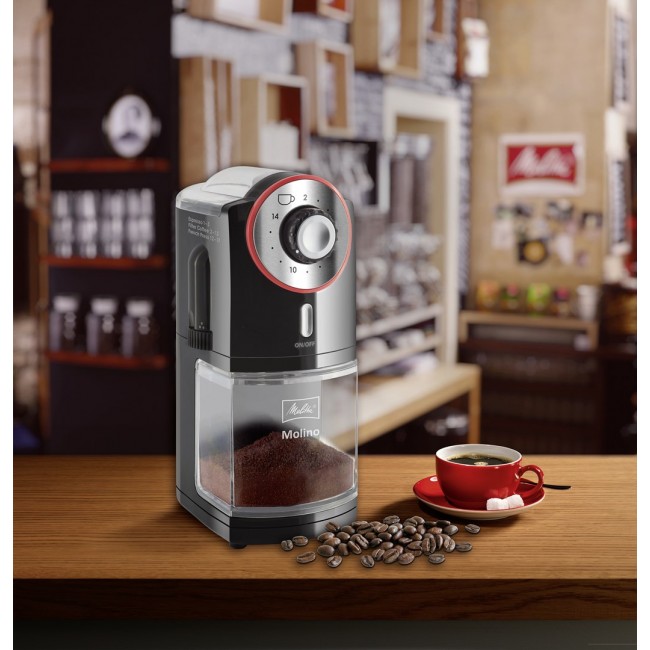 Melitta Molino 100 W Black, Red, Stainless steel