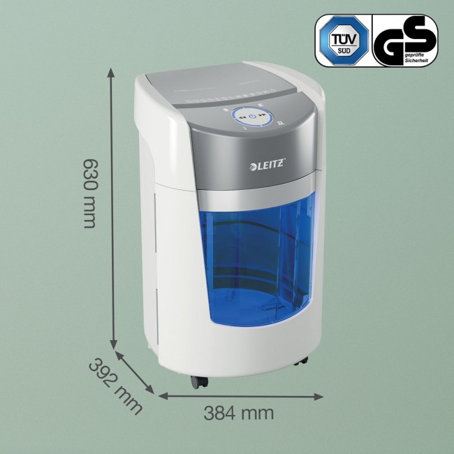 Leitz IQ OptiMax Small Office 350 Micro Cut Paper Shredder Security P5 22L - White Leitz IQ OptiMax Small Office 350 Micro Cut Paper Shredder Security P5 22L - White