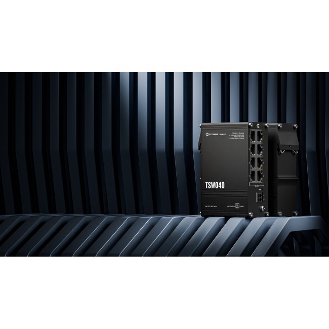 Teltonika NETWORKS TSW040 8-Port PoE+ Switch Unmanaged Fast Ethernet (10/100) Power over Ethernet (PoE) Black