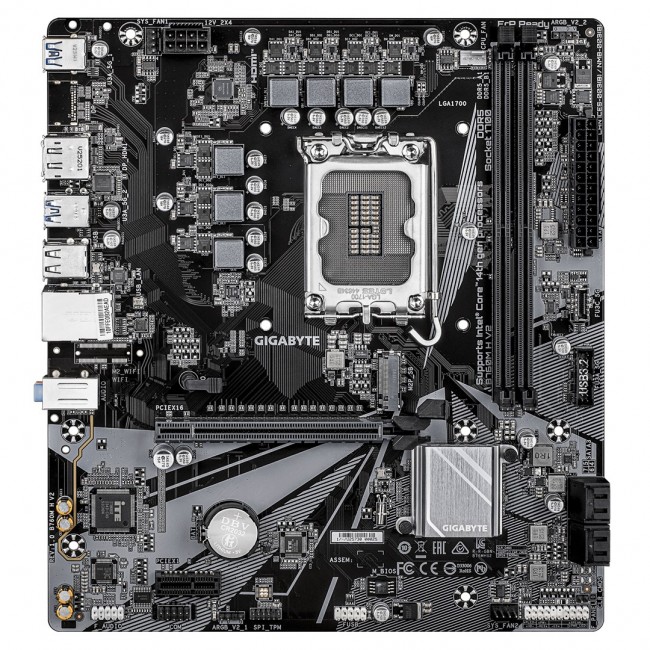 GIGABYTE B760M H V2 Motherboard - Supports Intel Core 14th Gen CPUs, 5+1+1 Phases Digital VRM, up to 8000MHz DDR5 (O.C.), 1xPCIe 4.0 M.2, 1GbE LAN, USB 3.2 Gen1