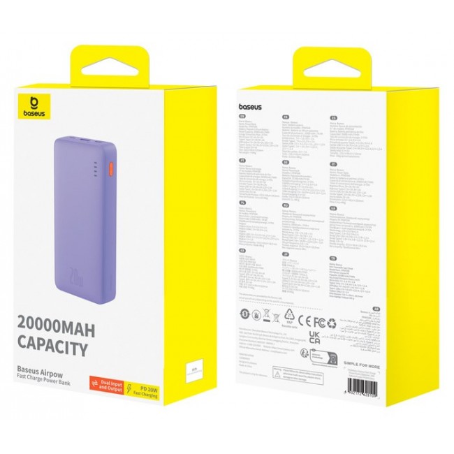 Baseus Airpow - 20,000 mAh 20W power bank (purple)