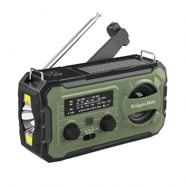 Radio solarne, przeno ne radio awaryjne SOS, powerbank 10000mAh, latarka, dynamo, Kruger&Matz