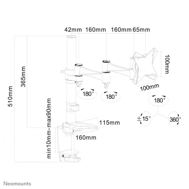 Neomounts FPMA-D1330SILVER Monitor arm 10-30 Neomounts FPMA-D1330SILVER Monitor arm 10-30