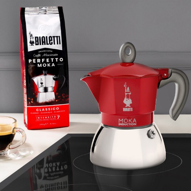 Bialetti Moka induction Moka pot 0.1 L Red, Silver