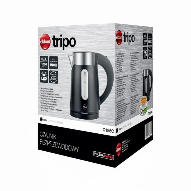 ELDOM C185 C TRIPO CORDLESS KETTLE 0.8 L 1000 W BLACK ELDOM C185 C TRIPO CORDLESS KETTLE 0.8 L 1000 W BLACK