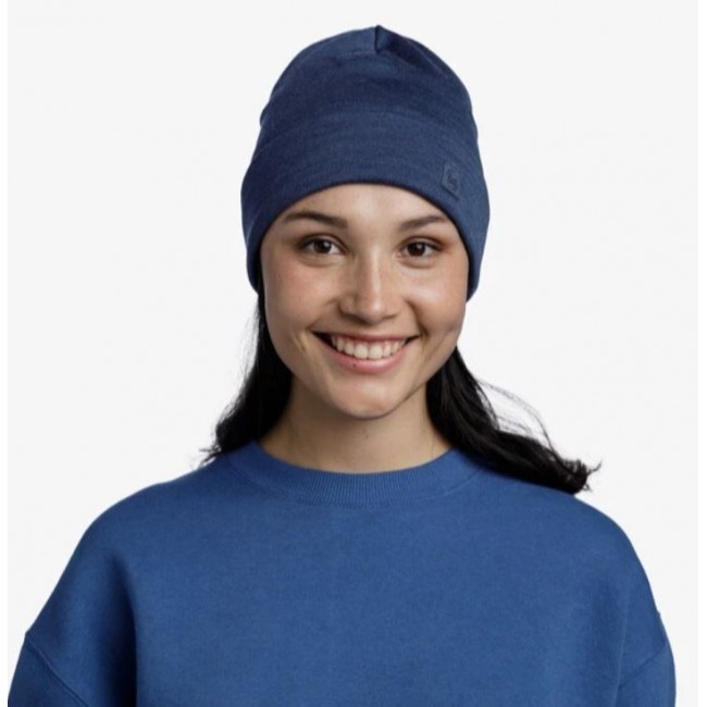 gorro BUFF MERINO HEAVYWEIGHT BEANIE SOLID NIGHT BLUE