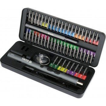 YATO Cordless Screwdriver Set with Bits 3.7 V, 56 Pieces, YT-25770
