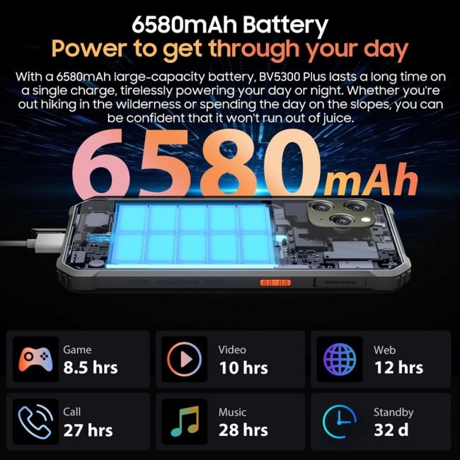 Blackview MOBILE PHONE BV5300 PLUS NFC/8/128GB BLACK 6.1
