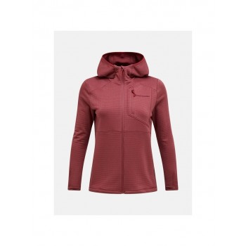 Bluza damska PEAK PERFORMANCE W Trail Polartec Power Grid Zip Hood kolor czerwony - S