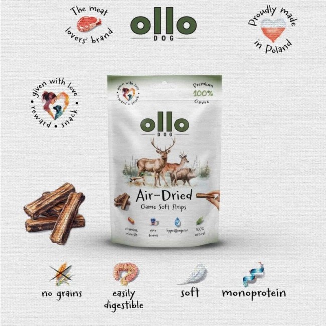 OLLO Air-Dried Game strips - dog treat - 80g