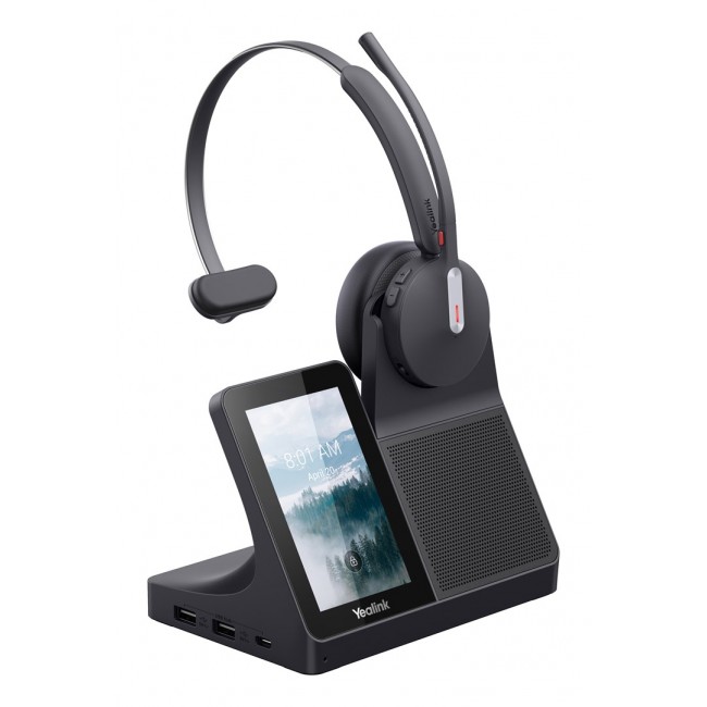 Yealink WH64 Workstation Mono Headset Wired & Wireless Head-band Office/Call center USB Type-C Bluetooth Charging stand Black