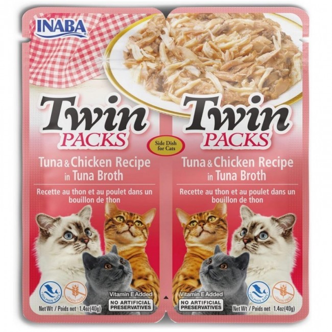 INABA CAT Twin Tuna with Chicken in Broth cat treat 2x40g INABA CAT Twin Tuna with Chicken in Broth cat treat 2x40g