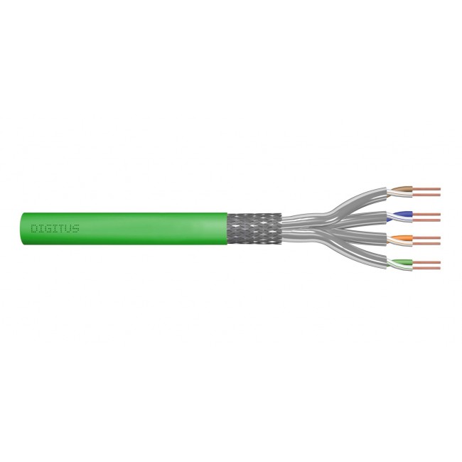 Installation cable DIGITUS cat.8.2, S/FTP, Dca, AWG 22/1, LSOH, 50m, green, reel