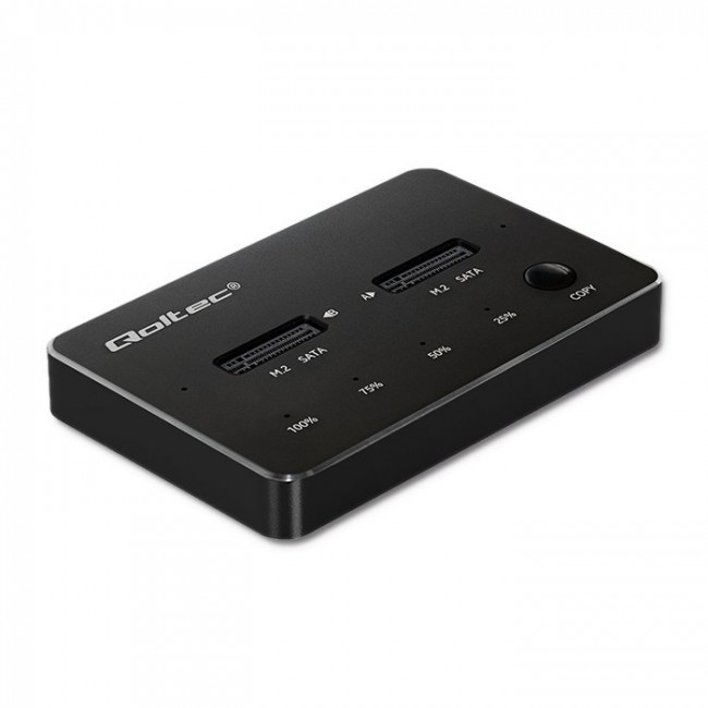 Qoltec 2x SSD M.2 SATA Disk Docking Station | NGFF | USB Type-C