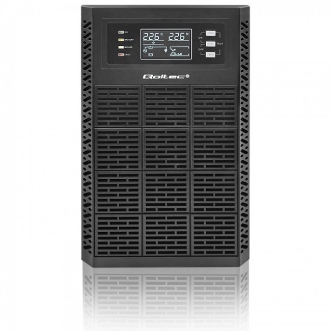 Qoltec Uninterruptible Power Supply (UPS) | 3kVA | 3000W | Power Factor 1.0 | LCD | EPO | USB | Online