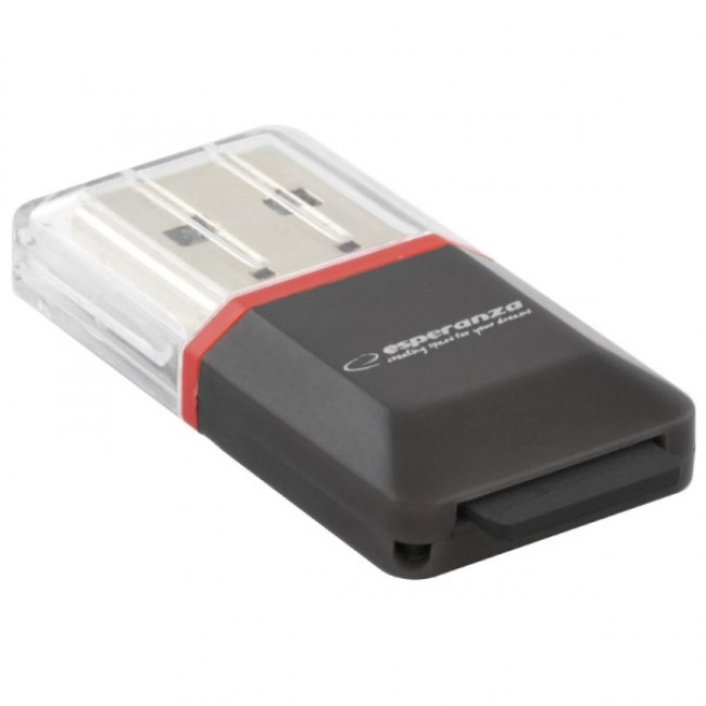 Esperanza EA134K Αναγνώστης Καρτών USB 2.0 Μαύρος Ασημί Διάφανος