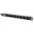 Digitus Socket strip with aluminum profile, surge protection and switch, 7-way CEE 7/5 sockets, 2 m cable