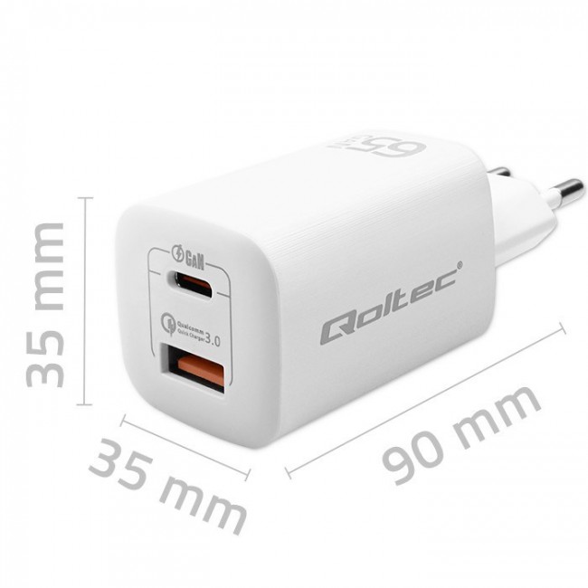 Qoltec 50765 mobile device charger Laptop, Portable gaming console, Power bank, Smartphone, Smartwatch, Tablet White AC Fast charging Indoor Qoltec 50765 mobile device charger Laptop, Portable gaming console, Power bank, Smartphone, Smartwatch, Tablet White AC Fast charging Indoor
