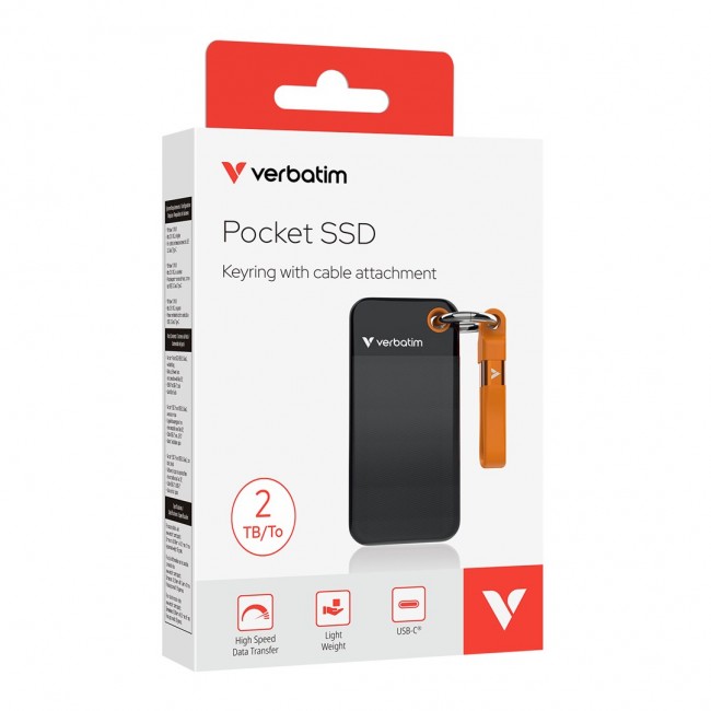 Verbatim Pocket SSD USB 3.2 Gen 2 2TB Black/Orange