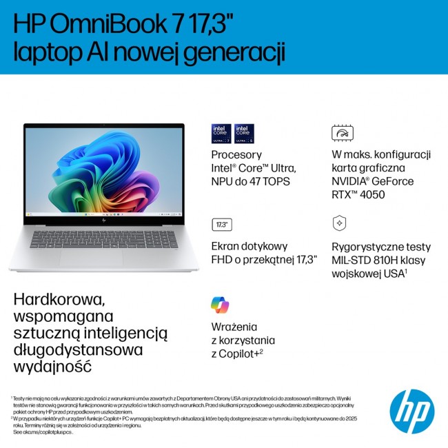 HP OmniBook 7 Next Gen AI 17-DC0073CL Copilot+ PC Intel Core Ultra 7 258V Laptop 43.9 cm (17.3