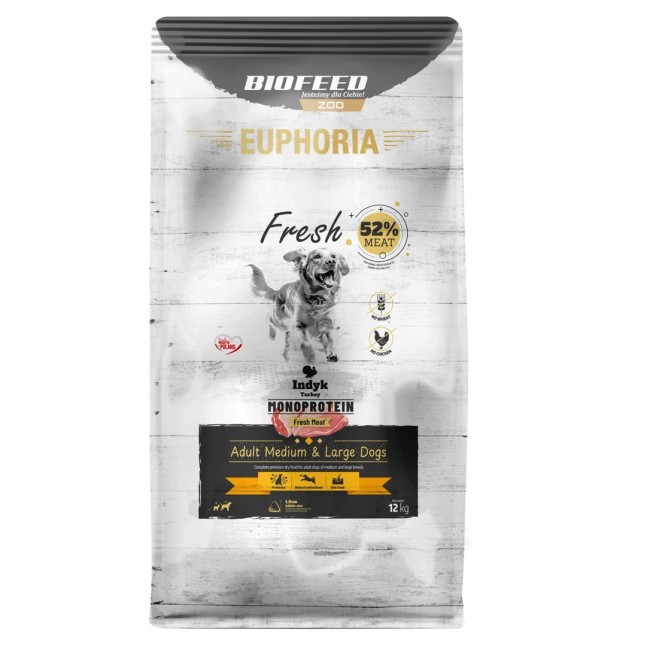 BIOFEED Euphoria Fresh Adult Medium & Large Monoprotein Turkey - dry dog food - 12kg