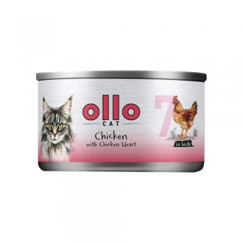 OLLO Cat nr 7 Chicken with chicken heart in broth - wet cat food - 70g