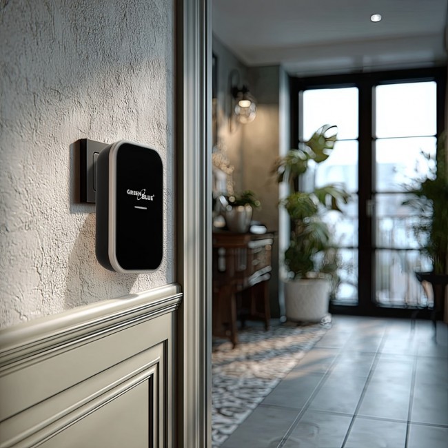 GreenBlue GB157 B Kinetic Battery-free Wireless Dorr Bell, Melodies, Black, Range up to 200m, IP44