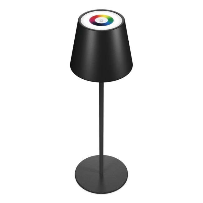 RealPower LED-RGB Tischlampe dimmbar mit Akku,schwarz