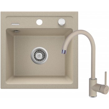 Granite sink with 1-bowl faucet