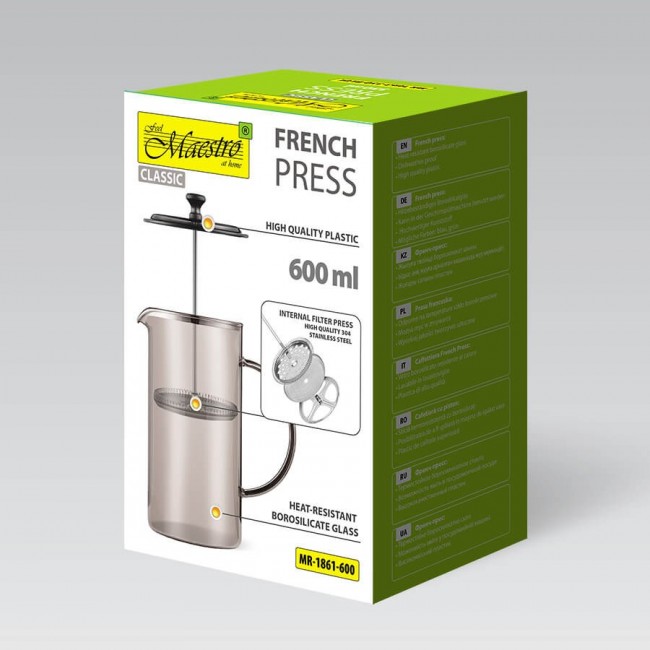French press MAESTRO MR-1861 (MR-1861-600) 600 ml Translucent