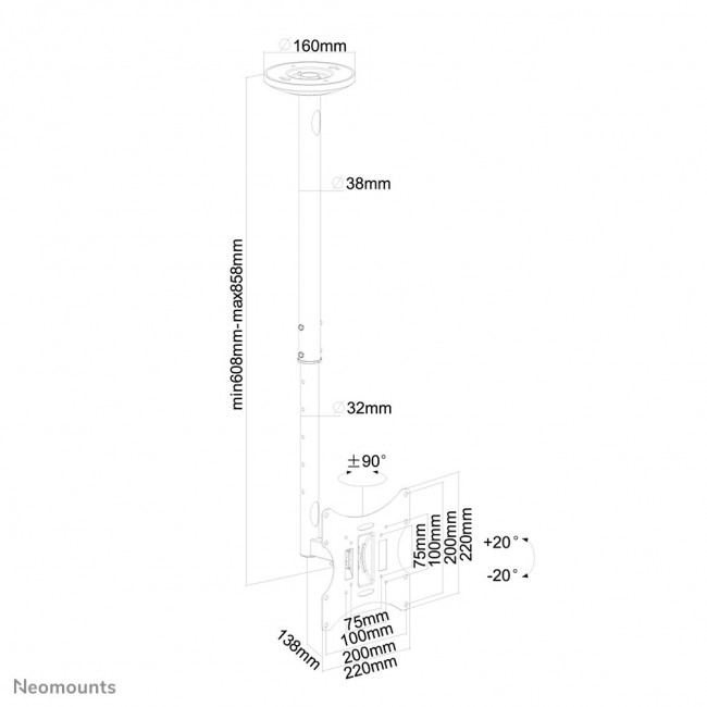 Neomounts FPMA-C060BLACK Monitor/TV mount ceiling 10-40 Neomounts FPMA-C060BLACK Monitor/TV mount ceiling 10-40