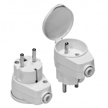 AW PLUG WITH SOCKET 10pcs. WHITE WT-16U/G-K