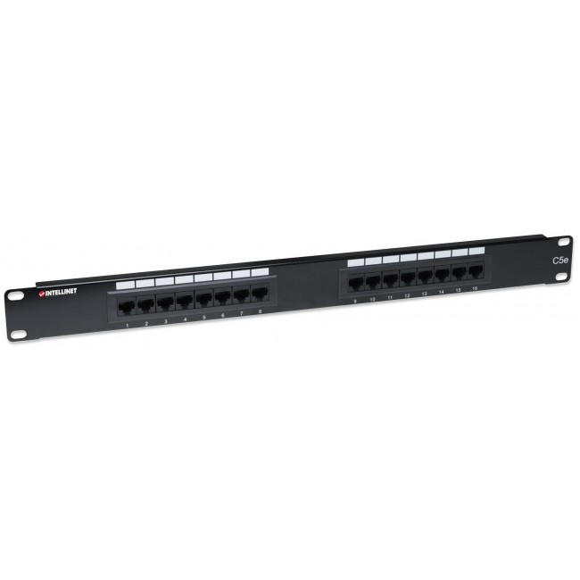 Intellinet Patch Panel, Cat5e, UTP, 16-Port, 1U, Black Intellinet Patch Panel, Cat5e, UTP, 16-Port, 1U, Black