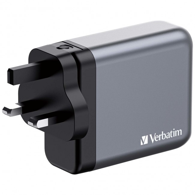 Verbatim GNC-140 GaN Charger 140W with 2 x USB-C PD 140W / 1 x USB-C PD 20W / 1 x USB-A QC 3.0 (EU/UK/US) Verbatim GNC-140 GaN Charger 140W with 2 x USB-C PD 140W / 1 x USB-C PD 20W / 1 x USB-A QC 3.0 (EU/UK/US)