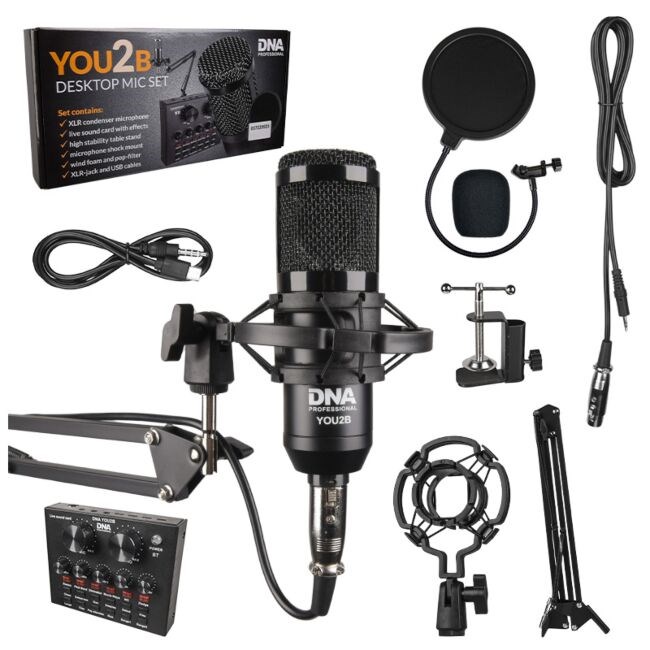 DNA YOU2B - podcast kit (microphone, audio interface, tripod)