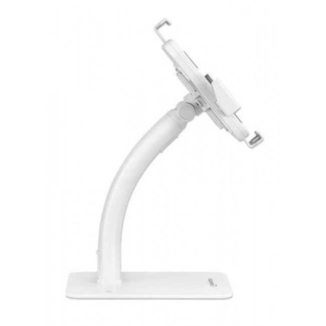 Manhattan Desktop Kiosk Stand (Anti theft) for Tablet and iPad, Universal, 360 Rotation, Tilt +20 to -110 , White, Lockable, Countertop Holder for 7.9