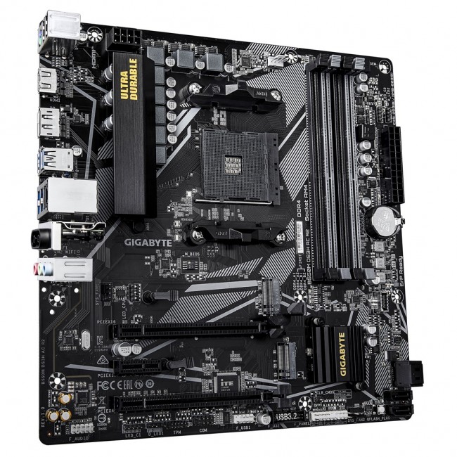 GIGABYTE B550M DS3H AC R2 Motherboard - AMD Ryzen 5000 CPUs, 5+3 Phases VRM, up to 4733MHz DDR4 (O.C.), 1xPCIe 4.0 + 1xPCIe 3.0 M.2, Wi-Fi 5, 1GbE LAN, USB 3.2 Gen 1 GIGABYTE B550M DS3H AC R2 Motherboard - AMD Ryzen 5000 CPUs, 5+3 Phases VRM, up to 4733MHz DDR4 (O.C.), 1xPCIe 4.0 + 1xPCIe 3.0 M.2, Wi-Fi 5, 1GbE LAN, USB 3.2 Gen 1