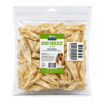 PETITTO Rabbit ear without fur Mono - dog treat - 1kg
