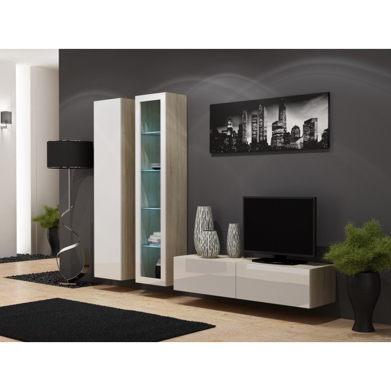 Cama TV stand VIGO 140 30/140/40 sonoma/white gloss Cama TV stand VIGO 140 30/140/40 sonoma/white gloss